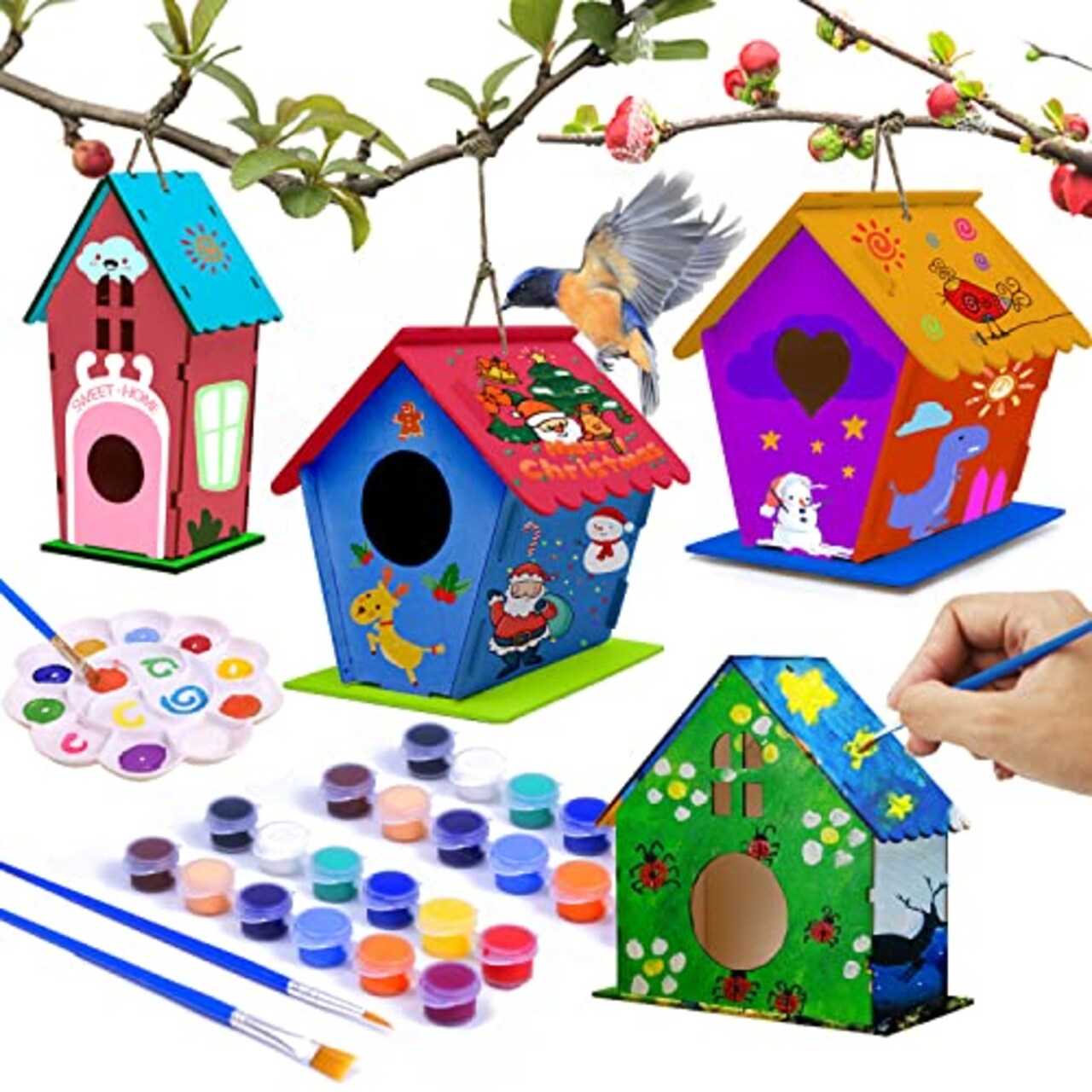 hapray 4 Pack Bird House Crafts for Kids Ages 5-8 8-12, Buildable DIY  Birdhouse Kit for Children to Build, 3+ Summer Arts and Craft Projects with  Paint, Boy Girl Gift Christmas